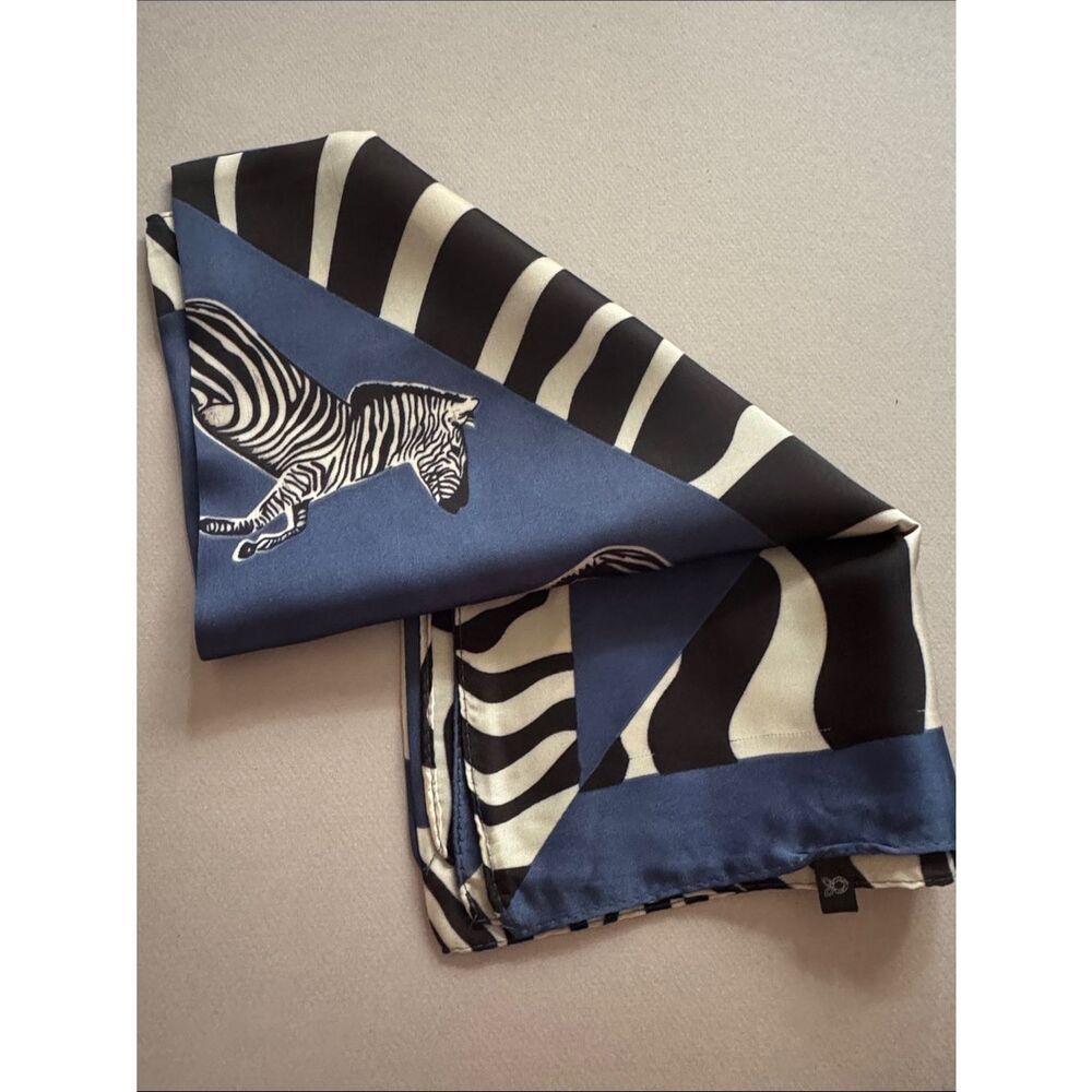 Zebra Print Blue Scarf M782 - Picture 3 of 3